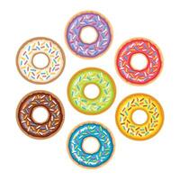 Doodle flat clipart. A small set of colorful donuts. To create charming unique cards for the holiday. vector