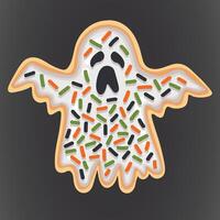 Doodle flat clipart. Sweet cookie ghost. To create charming unique cards for the holiday. All objects have been repainted. vector