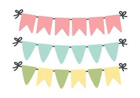 set of doodle flat clipart garland with flags vector