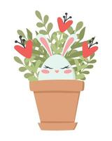 Cute postcard nest with easter eggs and chick. Easy to change color. vector