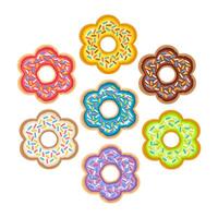 Doodle flat clipart. A small set of bright donuts in the shape of a flower. To create charming unique cards for the holiday. vector