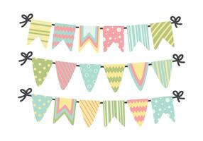 set of doodle flat clipart garland with flags vector