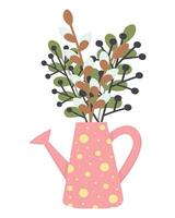 Cute card with flowers in a can. Easy to change color. vector