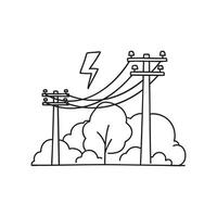 Electricity flowing through a power line vector