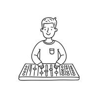 A soundman adjusting settings on an equalizer panel vector