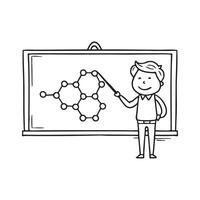 A molecular diagram with electrons marked on a teacher chalkboard vector