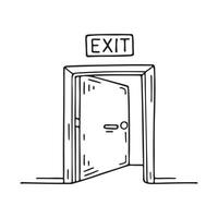 An exit door with a sign above it and a hallway beyond vector