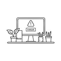 An error message on a screen in an office setting vector