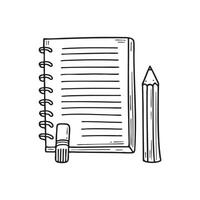 An eraser beside pencil on a notebook vector