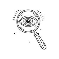 An eye looking through a magnifying glass vector