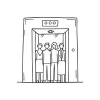 An elevator full of passengers in a building vector