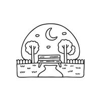 An evening stroll through a quiet park with crescent vector