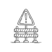 An exclamation mark on a warning sign near a barrier vector