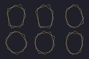 Set of golden polygon shape frames vector