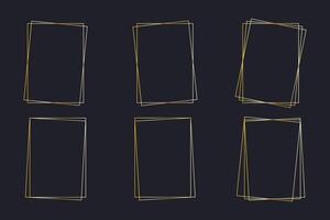 Collection of elegant golden polygon shape frames vector