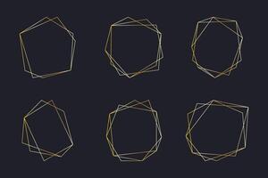 Collection of golden polygon shape frames vector