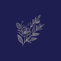 Elegant flower line art . Minimalistic floral line art on a dark background. Perfect for logos, invitations, packaging, and branding projects. vector