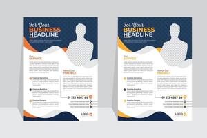 Agency poster design, With two image use, flyer design template marketing annual report layout vector