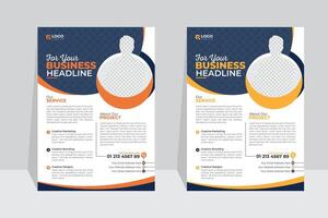 Flyer design template marketing annual report layout, With two image use, agency poster design vector