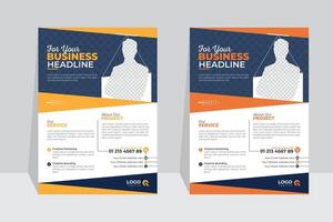 With two image use, flyer design template marketing annual report layout, agency poster design vector