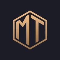 Elegant Hexagon Letter MT Logo Design. Initial Luxurious MT Logo Template vector