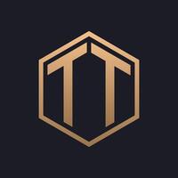 Elegant Hexagon Letter TT Logo Design. Initial Luxurious TT Logo Template vector