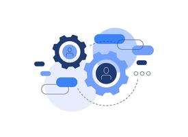 Artificial intelligence and people. Human figure with robot figure connected and working together as one mechanism vector