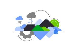Nature and water cycle. Landscape. Simple abstract scheme vector