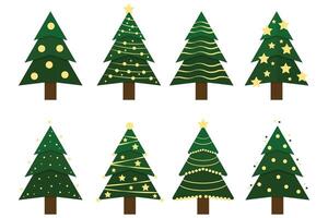 Christmas tree set. Xmas fir-trees and pines. New year trees vector