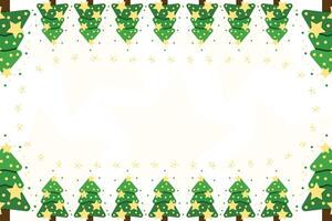 Christmas tree border. Xmas pine frame New year tree banner. Fir tree frame vector