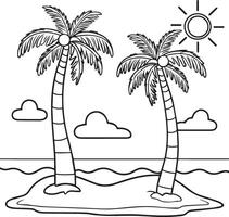 plumb tree coloring page sheet vector