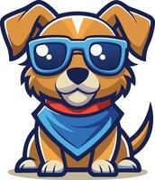 A cartoon dog wearing sunglasses and a bandana vector