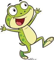 A cartoon frog jumping with his arms out vector