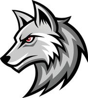 A wolf head with red eyes on a white background vector