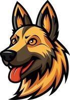 A german shepherd dog head with its tongue out vector