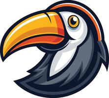 A toucan bird mascot head with a long beak vector