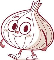 A cartoon onion character with eyes and legs vector