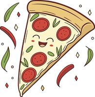 A slice of pizza with pepperoni and cheese vector