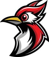 A red and black bird head with a white beak vector