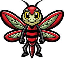 A cartoon insect with red and black wings vector