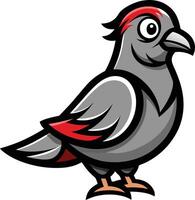 A pigeon with red and gray feathers standing on its hind legs vector