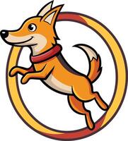 A cartoon dog running in a circle vector