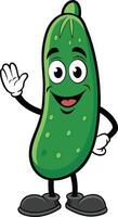 Pickle cartoon character waving illustration vector