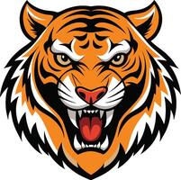 A tiger head with its mouth open vector