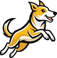 A yellow dog running with its mouth open vector