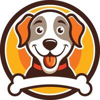 A dog with a bone in its mouth and a ribbon around it vector