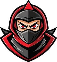 A ninja with red eyes and a hood vector