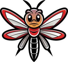 A red and black insect with a black and white vector