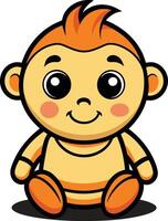 A cartoon monkey sitting on the ground vector