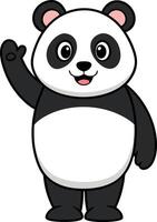 Panda cartoon waving hand with open palm vector